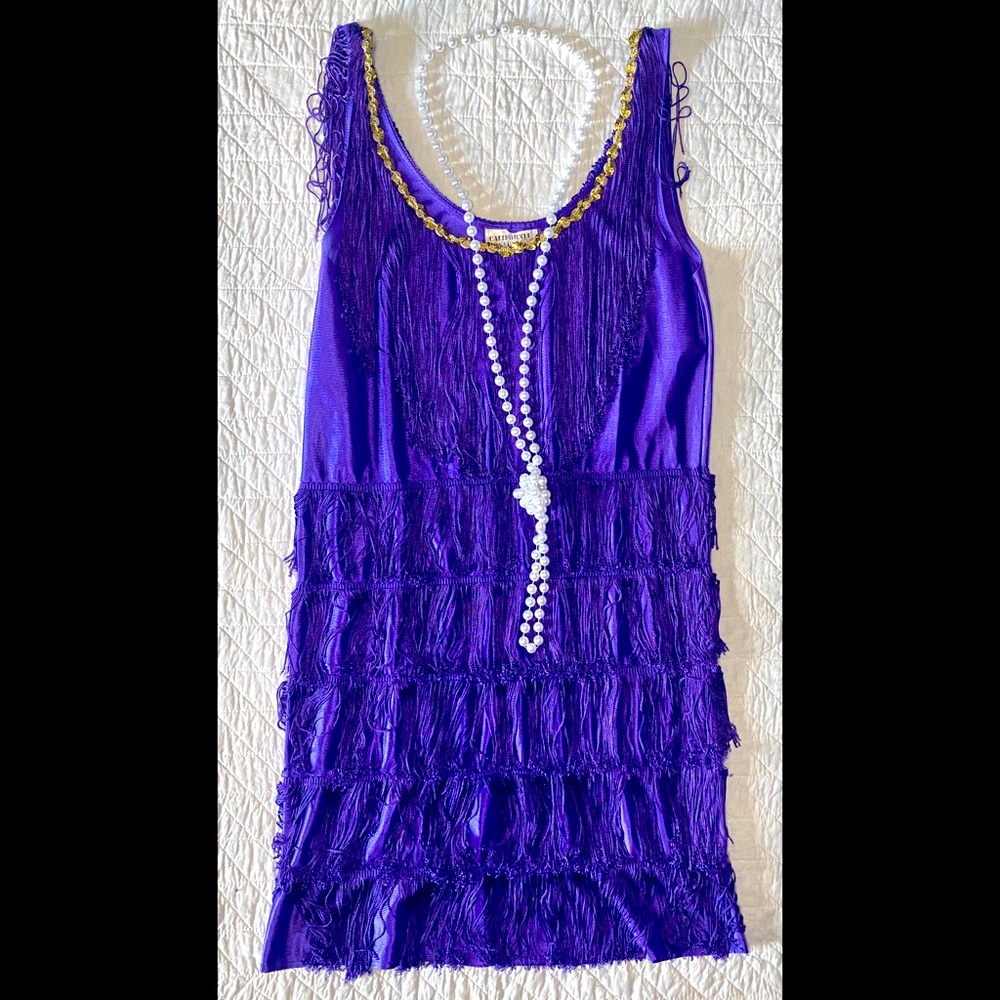 Flapper Fringe Costume w Beaded Necklace